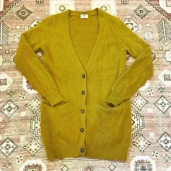 Wallace Madewell Mustard Rabbit Hair Knit Cardigan - Picture 1 of 7